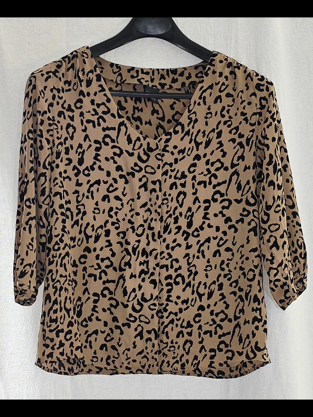 Covington Leopard Print V-Neck Blouse 1X - Tan & Black NWOT